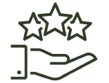 Icono de una mano abierta sosteniendo tres estrellas