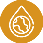 Icono de una gota de agua que contiene el contorno de globo terráqueo