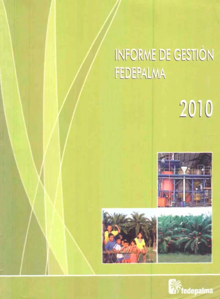 Informe de Gestión Fedepalma 2010. Portada verde claro