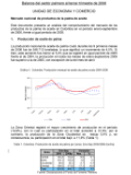 "Documento 'Balance del sector petrolero colombiano - primer trimestre de 2006' con un gráfico de la producción trimestral de aceite de palma