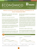 Portada del Boletín Económico de Fedepalma con el título 'Balance económico del sector palmero colombiano en el tercer trimestre de 2018' y gráficos de desempeño productivo.