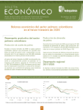Boletín Económico de Fedepalma con el título 'Balance económico del sector palmero colombiano en el cuarto trimestre de 2020