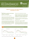Balance económico del sector palmero colombiano en 2019, con secciones de desempeño productivo y regional