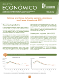 Portada del Boletín Económico de Fedepalma con el título 'Balance económico del sector palmero colombiano en el tercer trimestre de 2022', mostrando gráficos de desempeño