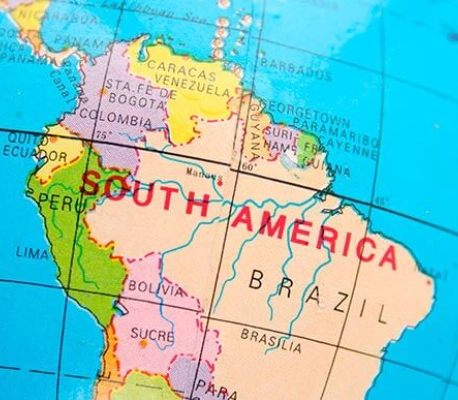 Mapa geográfico en primer plano de la región norte de Suramérica