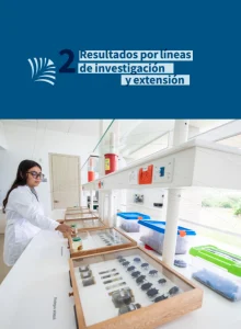 Diapositiva '2 Resultados de investigación'. Foto: Investigadora en laboratorio examinando muestras de insectos.