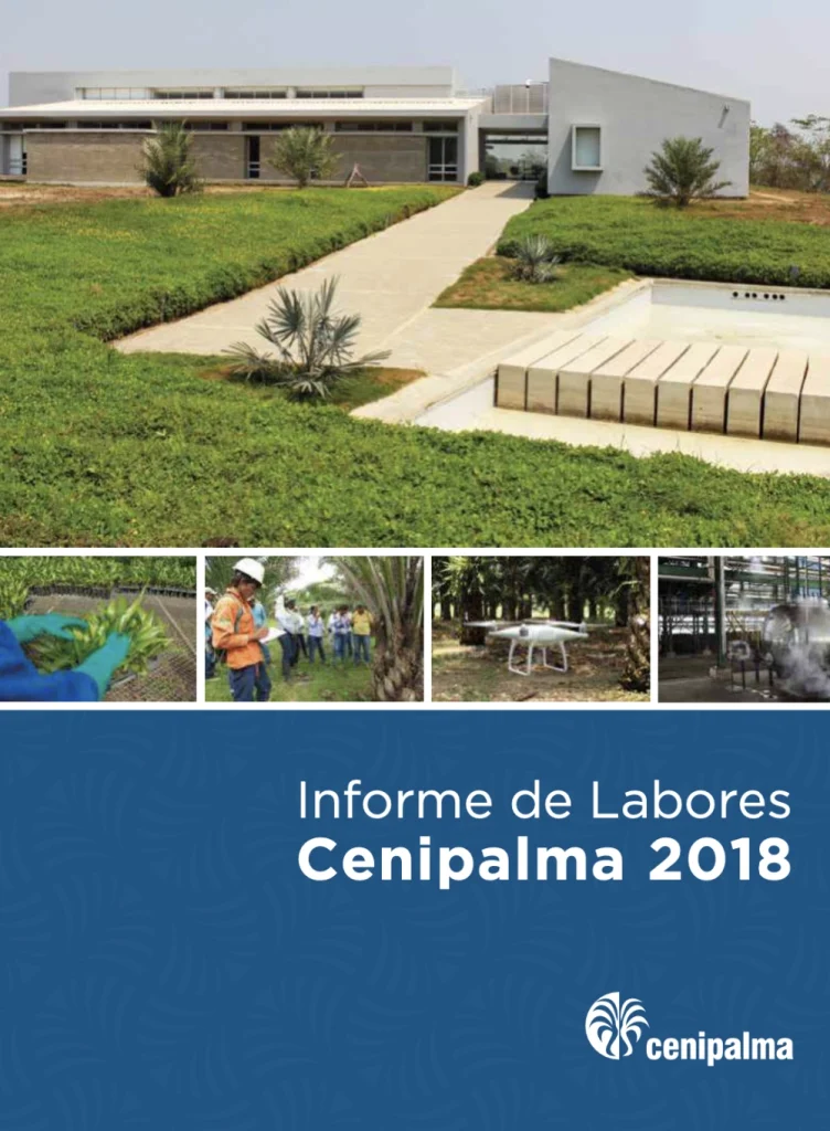 Portada del 'Informe de labores Cenipalma 2018'