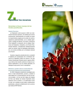 Página de la Sección 7: "Optimizar los recursos", donde se aborda el manejo de fondos parafiscales.