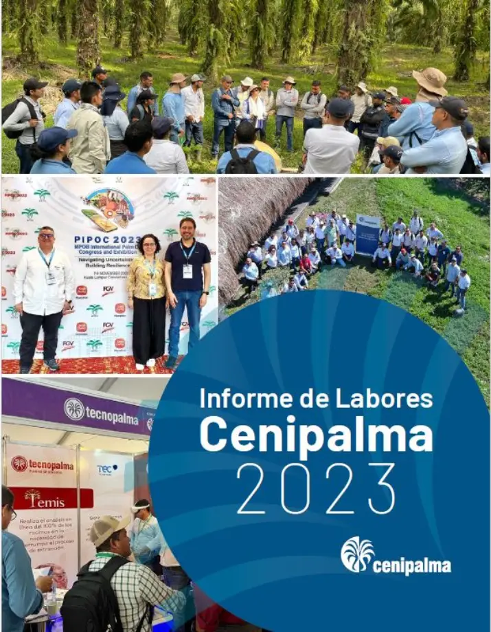 Portada del 'Informe de labores Cenipalma 2023'