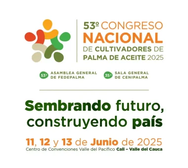 Logo y detalles del 53° Congreso Nacional de Cultivadores de Palma de Aceite 2025.